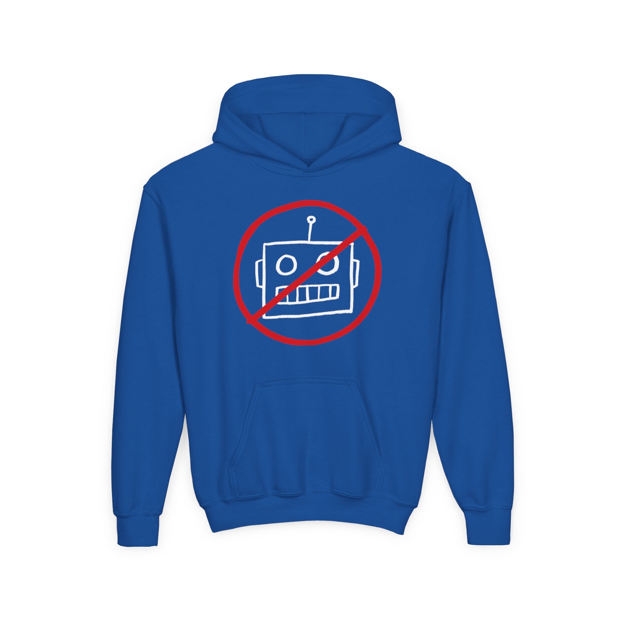 No AI Robot Youth Hooded Sweatshirt