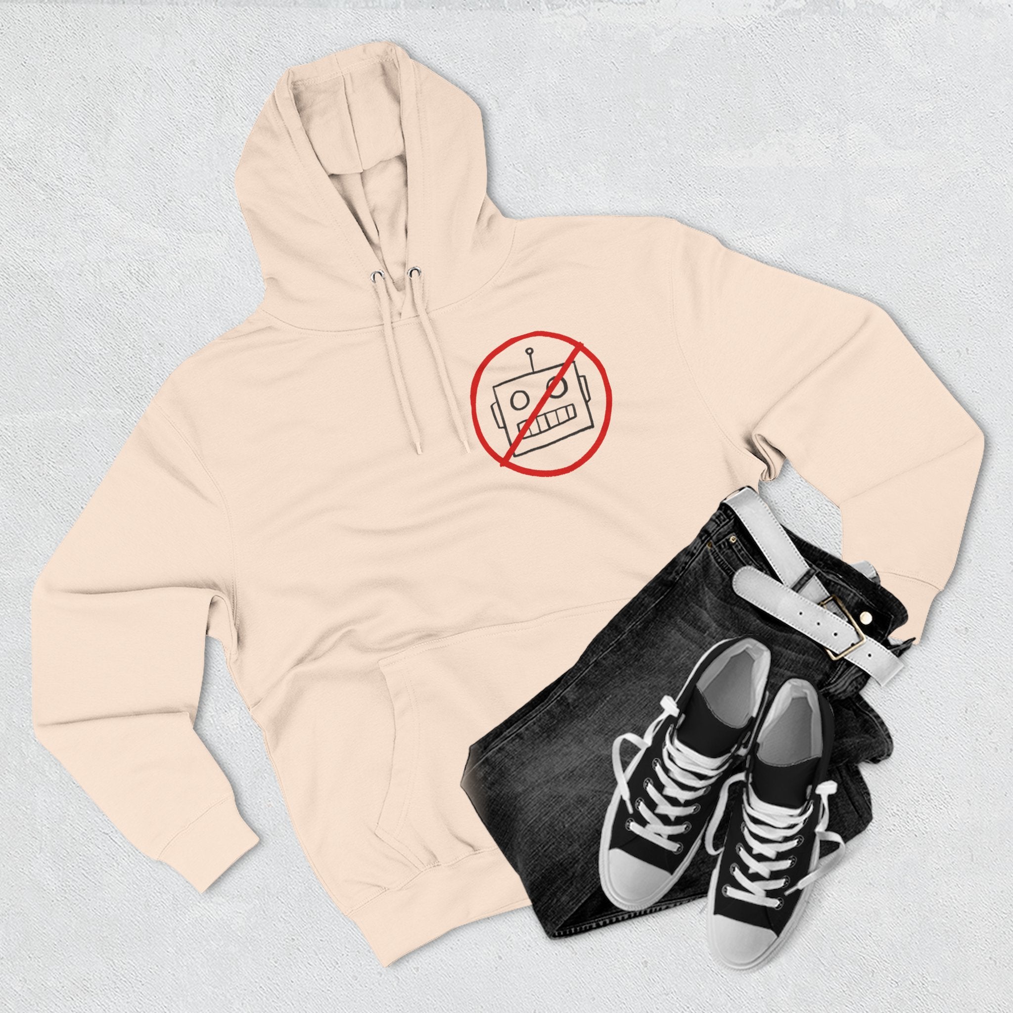 Robot Three-Panel Fleece Hoodie