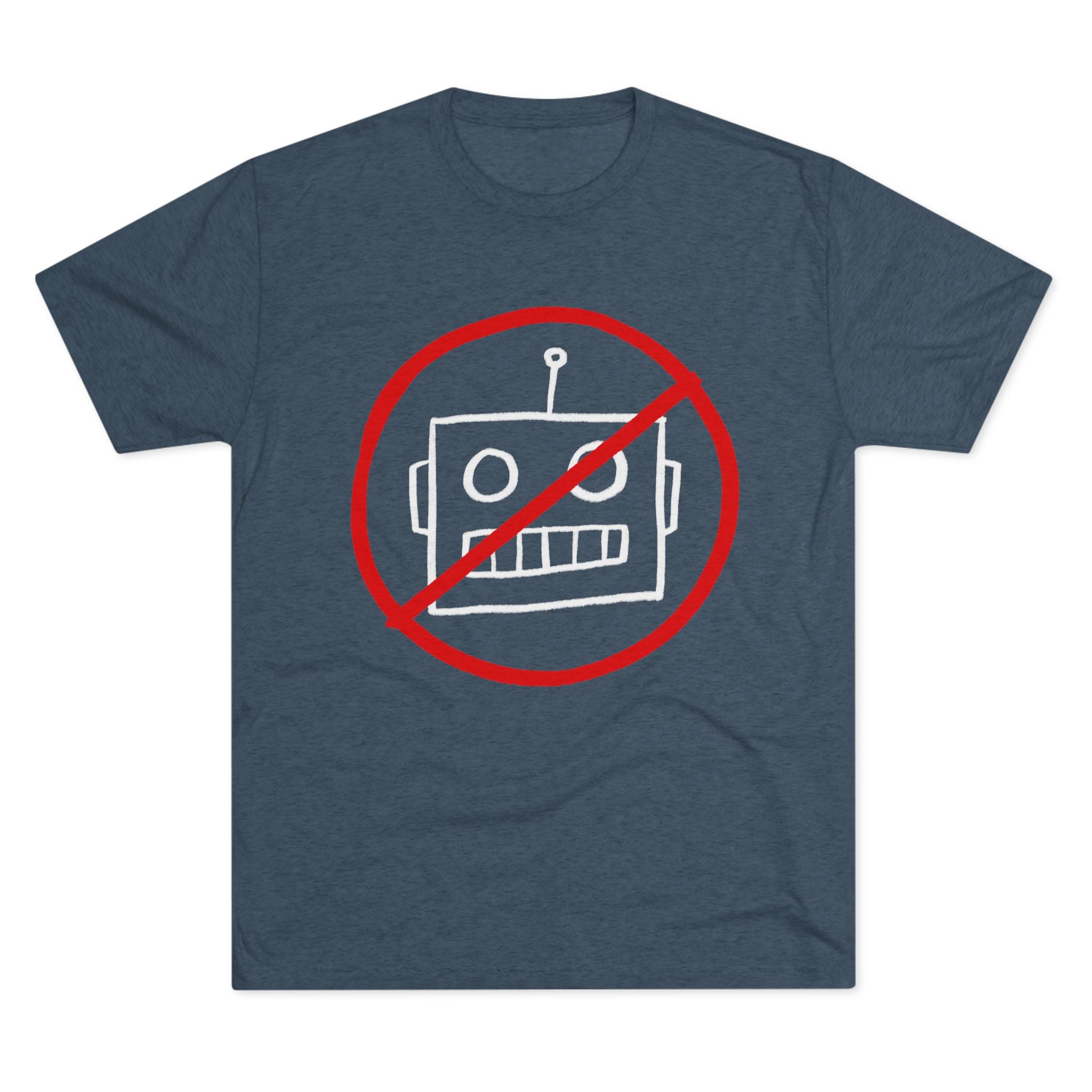 Unisex No AI Robot Tri-Blend Crew Tee