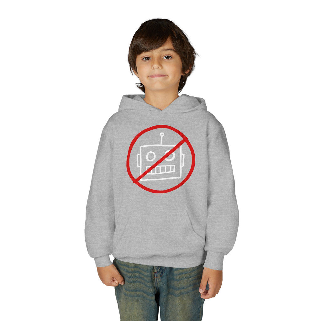 No AI Robot Youth Hooded Sweatshirt