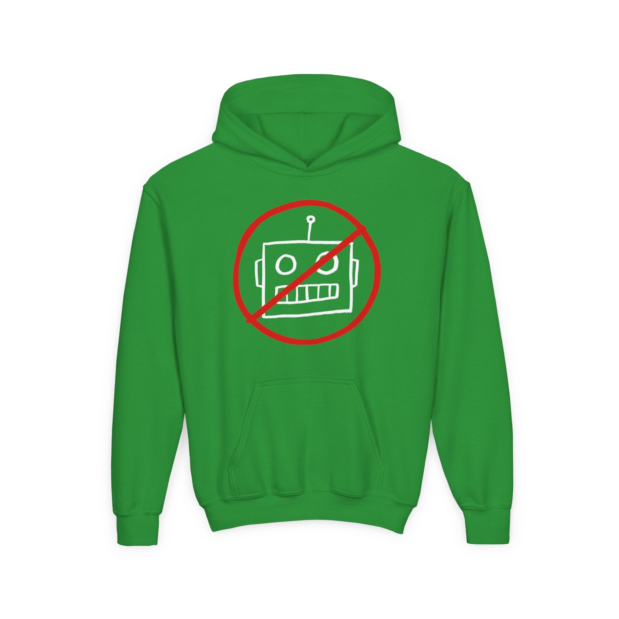 No AI Robot Youth Hooded Sweatshirt