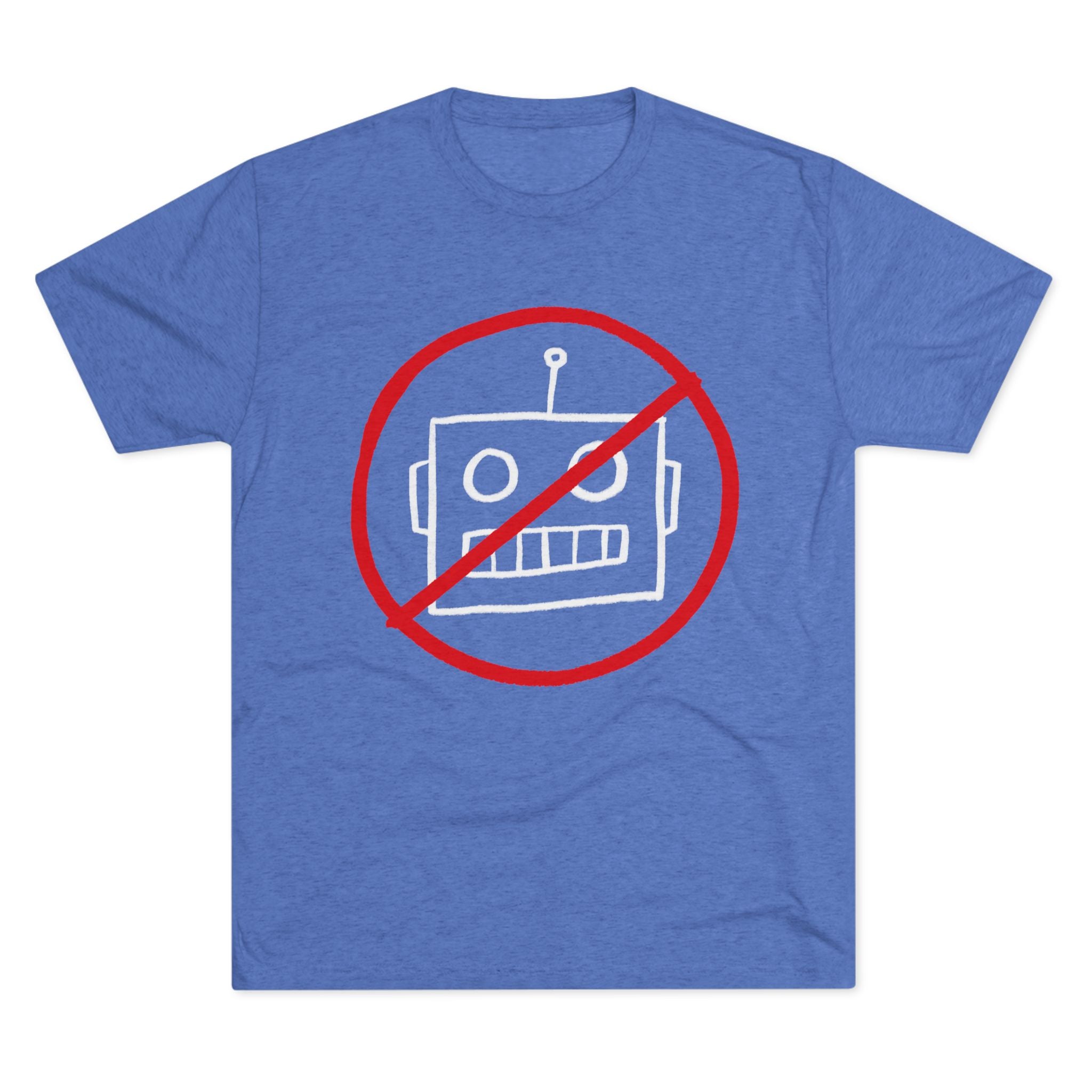 Unisex No AI Robot Tri-Blend Crew Tee